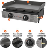Blackstone 22″ Portable Tabletop Griddle – Dual Burner Flat Top Grill, 24,000 BTU Propane with Stainless Steel Faceplate & Rear Grease System image 19