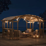 SummerCove 10 ft. x 14 ft. Light Gray Cedar Frame Arched Pergola with Shelves image 1