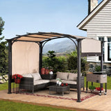 Pergola, Outdoor Steel Arched Pergola with Adjustable Canopy image 2