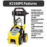 Karcher 2,100 PSI 1.2 GPM Electric Cold Water K2100PS Pressure Washer with Turbo, 15 Degree, 40 Degree and Soap Nozzles image 3