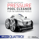 Polaris Quattro P40 Pressure Side Pool Cleaner for All In-Ground Pool Surfaces, Large-Capacity Dual Filtration Canister, 31′ Hose & Transparent Lid to View Debris image 4