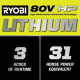 RYOBI 80V HP Brushless 42 in. Battery Electric Cordless Zero Turn Riding Mower Batteries and Charger 80V Batteries 40V image 14