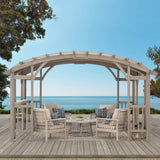 SummerCove 10 ft. x 14 ft. Light Gray Cedar Frame Arched Pergola with Shelves image 0