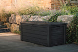 Keter Westwood 150-Gallon Resin Outdoor Storage Box | Weather-Resistant Deck Bin for Patio Cushions, Garden Tools & Pool Accessories – Dark Grey image 5