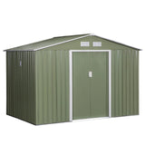 Spacious 9′ x 6′ Outdoor Storage Shed with Foundation, Sliding Doors, and Vents – Green image 0