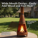 Sunnydaze 70″ Rust Patina Finish Steel Wood-Burning Chiminea with Spark Screen image 2