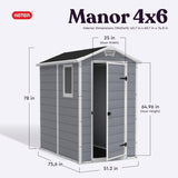 Keter Manor 4×6 Resin Outdoor Storage Shed Kit-Perfect to Store Patio Furniture, Garden Tools Bike Accessories, Beach Chairs and Lawn Mower, Grey & White image 1
