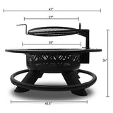 Red Mountain Valley 47 in. Wood-Burning Fire Pit with Adjustable BBQ Grate, Geometric image 3